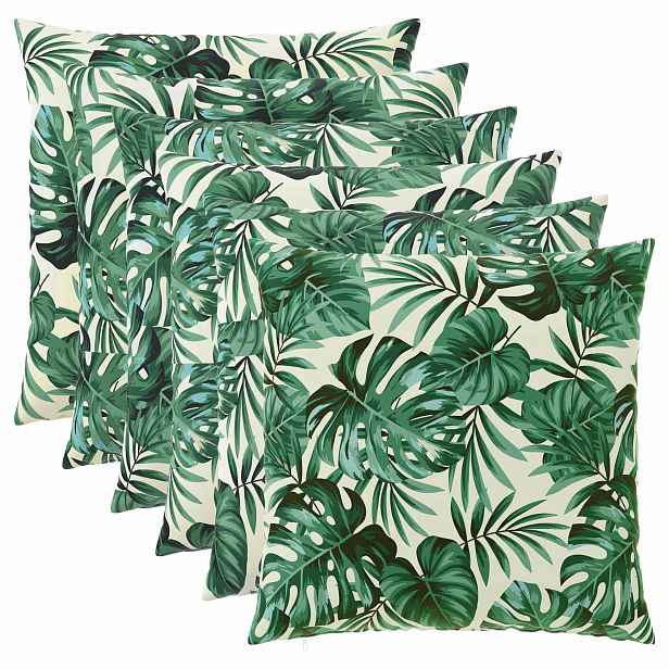 vidaXL Povlak na polštář 6 pcs HEERLEN Vzor listů 60 x 60 cm Polyester