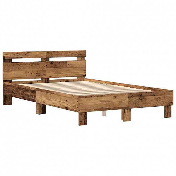 vidaXL Rám postele s čelo Staré dřevo 120 x 200 cm Kompozitní dřevo