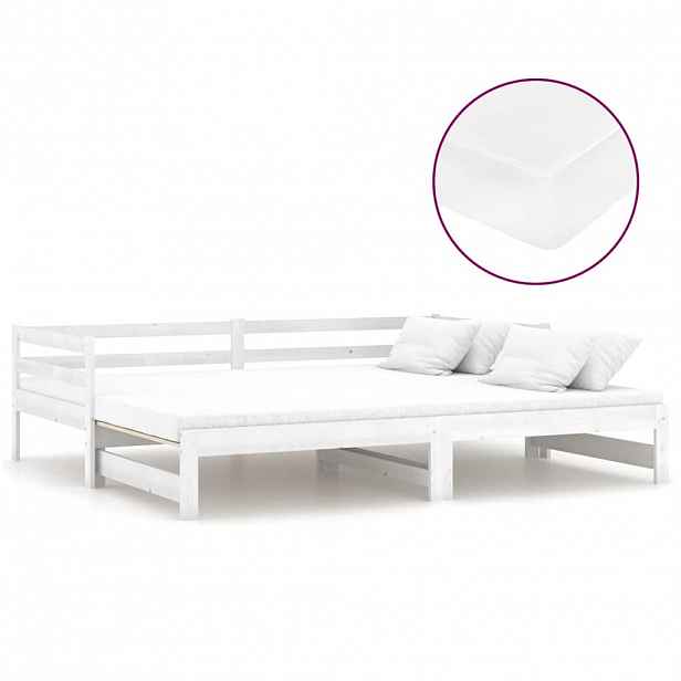 vidaXL Výsuvná válenda 2 x (90 x 200) cm bílá masivní borovice