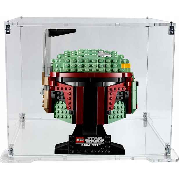 Vitrína s podstavcem Drewlandia pro stavebnici Lego 75277 Star Wars Helma Boby Fet
