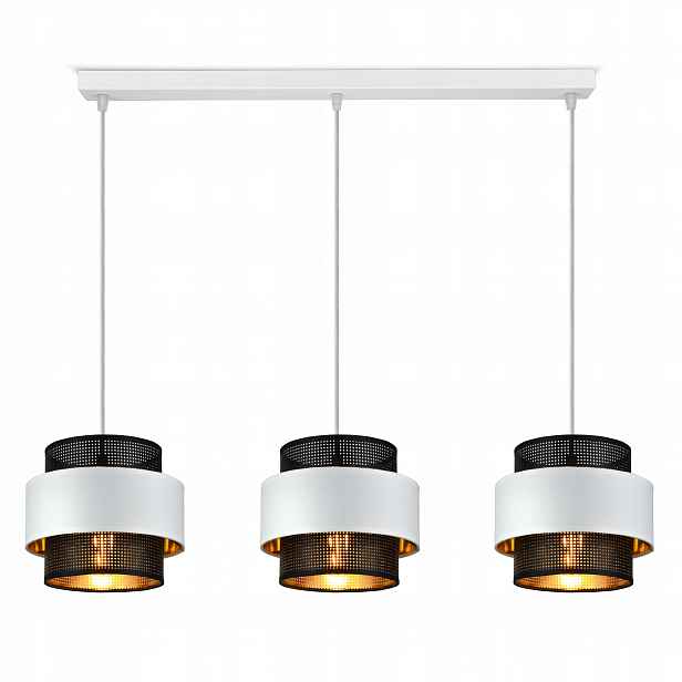 Závěsná lampa Lustr Glamour Bílá Černá Zlatá