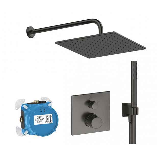 Ideal Standard CeraTherm - Sprchový set s termostatem pod omítku, s tělesem, 30x30 cm, Magnetic Grey A7572A5