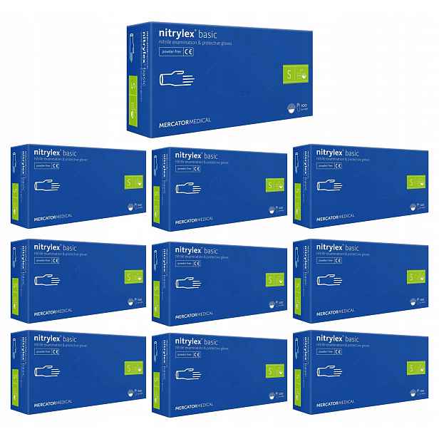 Rukavice Nitryl Nitrylex Bezpudrové Basic Dark Blue 100 Ks 7-S – 10 ks