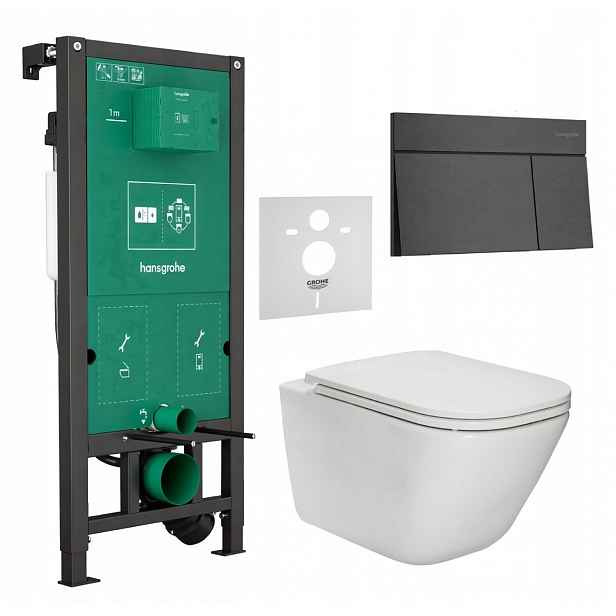 7v1 Wc Set Stelaz Hansgrohe iFrame Wc mísa Rim Roca Gap+TLAČÍTKO