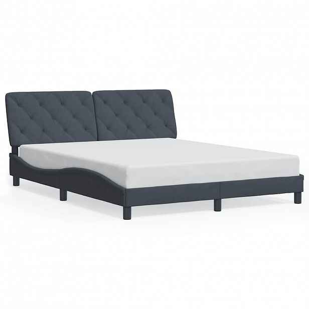 vidaXL Rám postele bez matrace tmavě šedý 160 x 200 cm samet