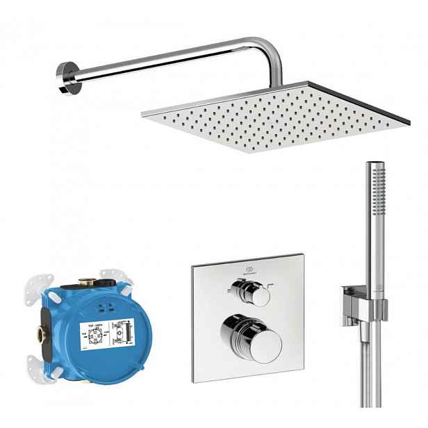 Ideal Standard CeraTherm - Sprchový set s termostatem pod omítku, s tělesem, 30x30 cm, chrom A7572AA