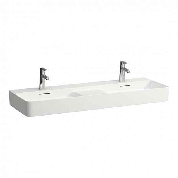 Laufen VAL - Dvojumyvadlo, 120x42 cm, s přepadem, 2 otvory pro baterii, LCC, bílá H8142824001041
