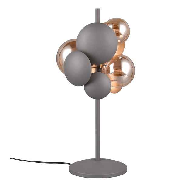 Stolní lampa se skleněným stínidlem v šedo-zlaté barvě (výška 50 cm) Bubble – Trio Select