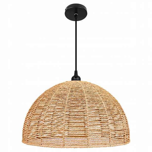 stropní svítidlo Led závěsný lustr E27, pletené svítidlo, 40 cm, boho, Bambusová