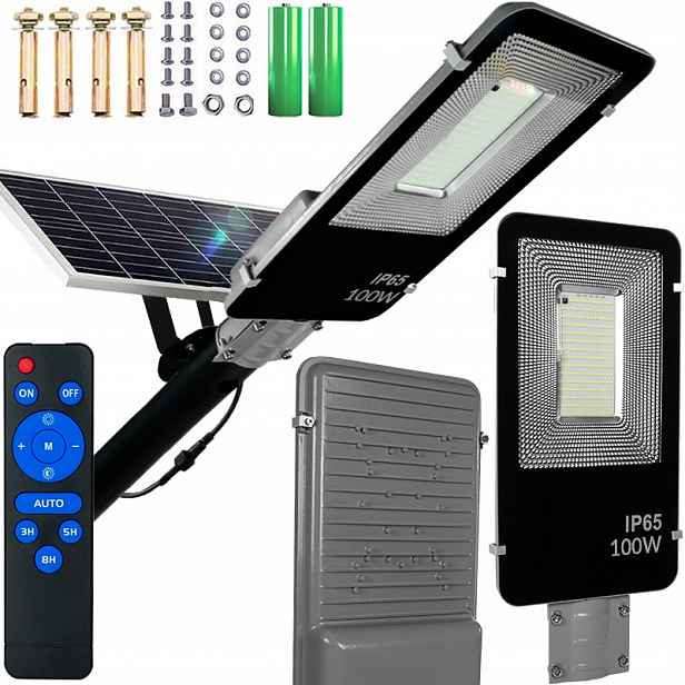 Venkovní Solární Lampa 100W Pouliční Soumrakový Senzor S Dálkovým Ovládáním Trubka