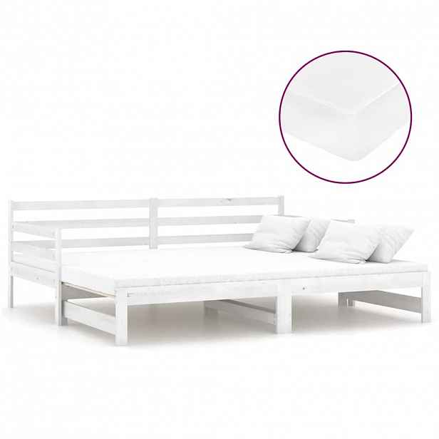 vidaXL Výsuvná denní postel 2 × (90x200 cm) bílá masivní borové dřevo