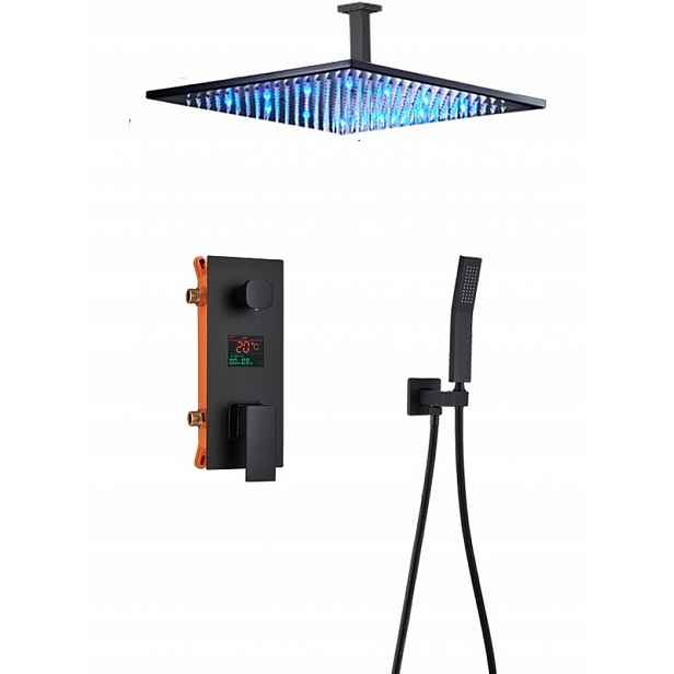 Černá sprchová baterie Vodopád 40 LCD Led
