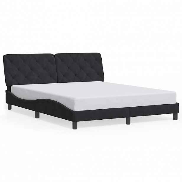 vidaXL Rám postele bez matrace černý 160 x 200 cm samet