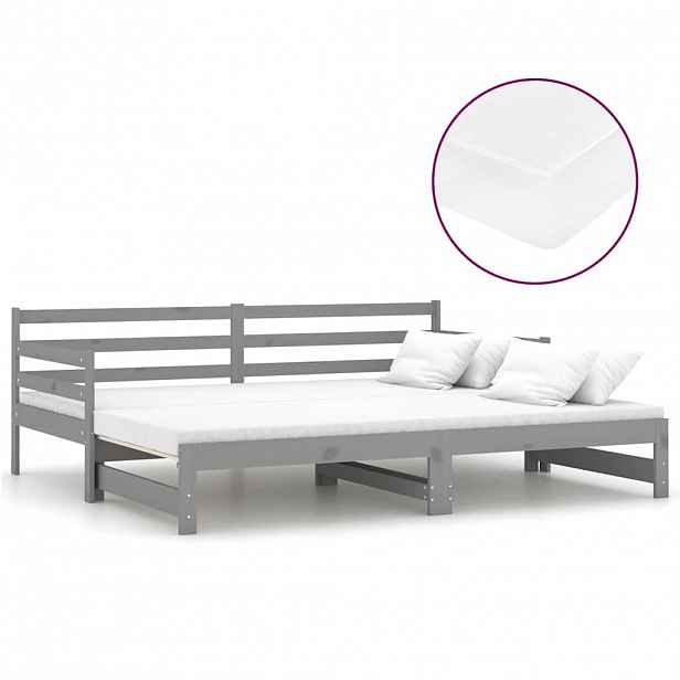 vidaXL Výsuvná denní postel 2 × (90x200 cm) šedá masivní borové dřevo