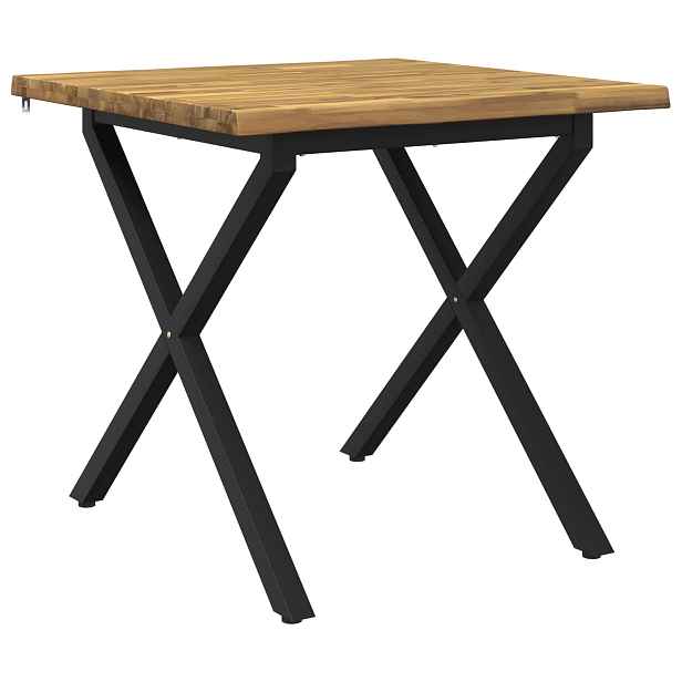 vidaXL 90 x 90 x 75 cm Masivní akátové dřevo Bílá a černá Čtvercový