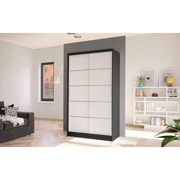 Elegantní šatní skříň ARINI 4 - šířka 100 cm, bílá / černá