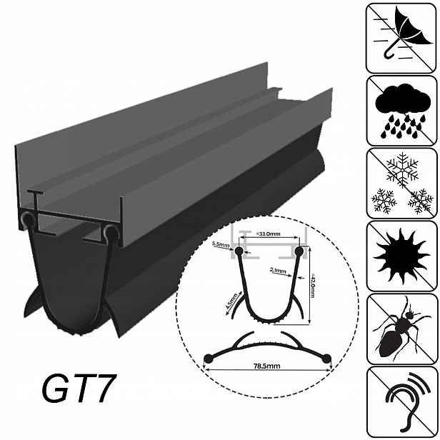 Garážové těsnění pro garážová vrata GT07 6,5 m