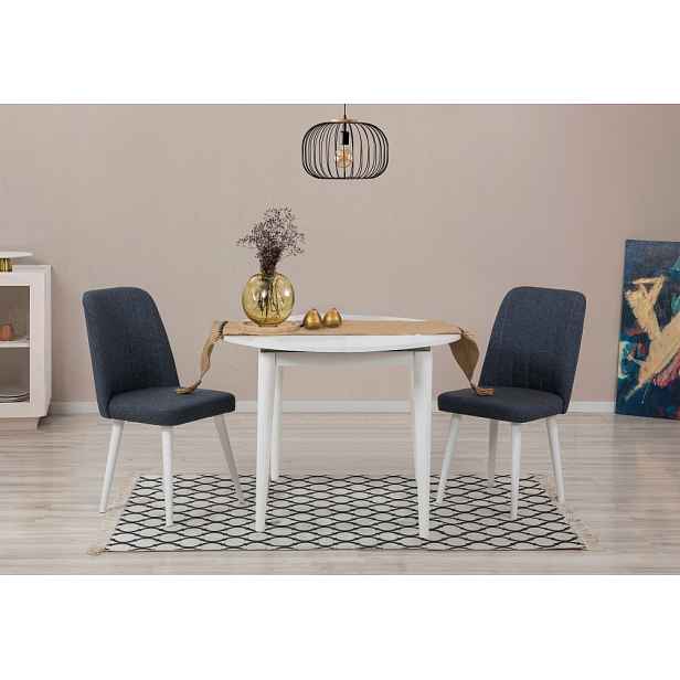 Jídelní set s rozkládacím stolem a židlemi (3 kusy) Vina 1048 - White, Navy Blue