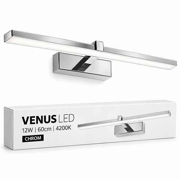 Nástěnné svítidlo nad zrcadlo Venus Led 12W 60 cm chrom 4200K IP44 840lm koupelna
