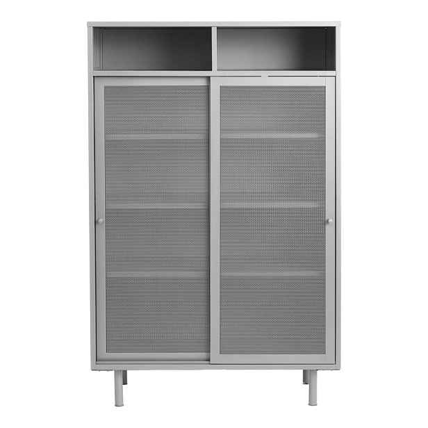 Šedá kovová skříňka s posuvnými dveřmi 90x140x40 cm Veep – Unique Furniture