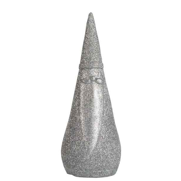 Stříbrná třpytivá dekorace Santa - Ø 7*18 cm J-Line by Jolipa