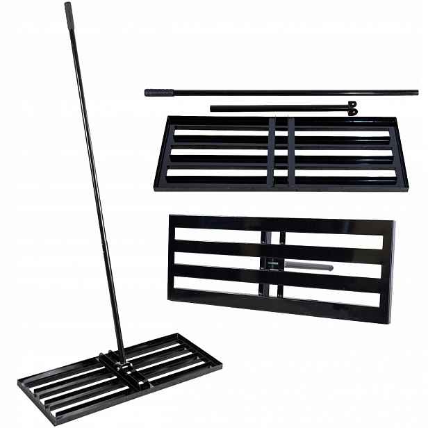 Zahradní Nivelator Hrábě Do Terénu Ruční 80X30CM Srovnávač Trávníku
