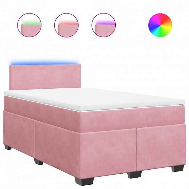 vidaXL Box spring postel s matrací růžová 120x190 cm samet