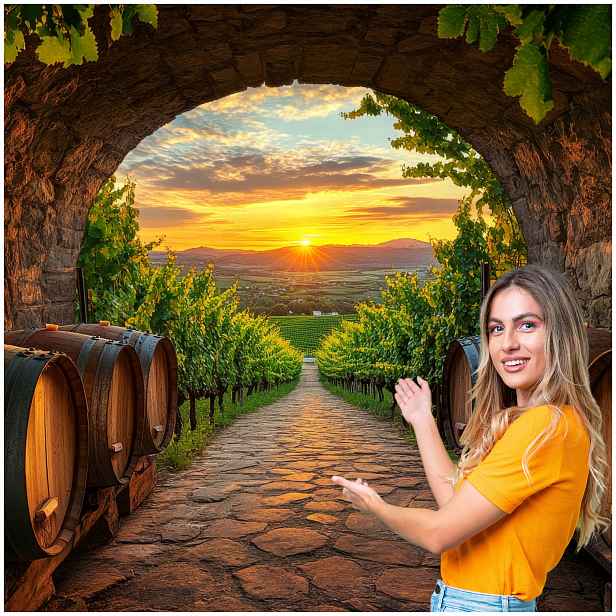 Fototapeta 3D Tunel Chodba Sklep Sudy Víno 490x260 TUN27W