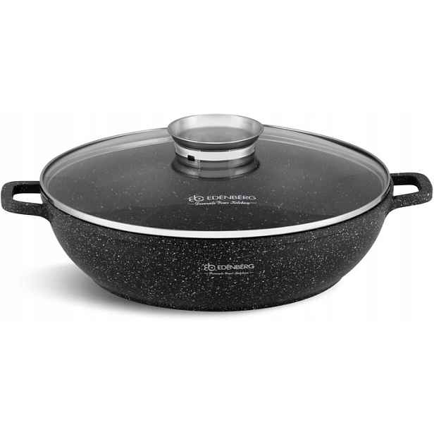 Hrnec Nízký mramorový indukční plynový kryt Wok 32 cm Edenberg