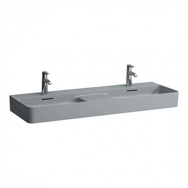 Laufen VAL - Dvojumyvadlo, 120x42 cm, s přepadem, 2 otvory pro baterii, grafit H8142827581041