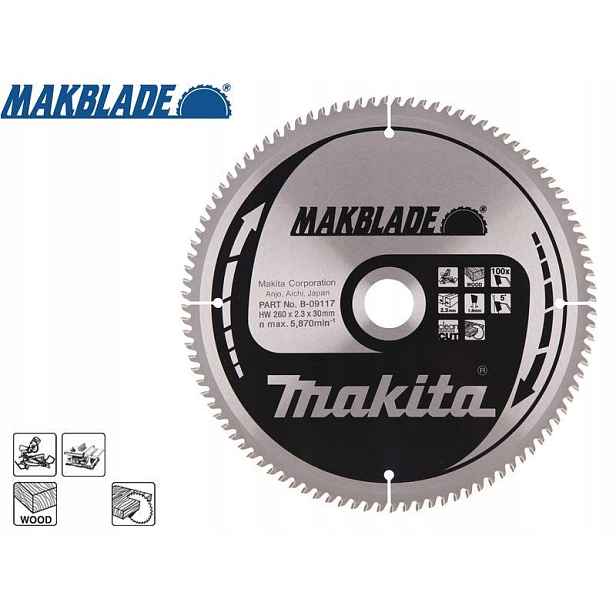 Řezací kotouč na dřevo MakBlade 260x30100z B-Makita