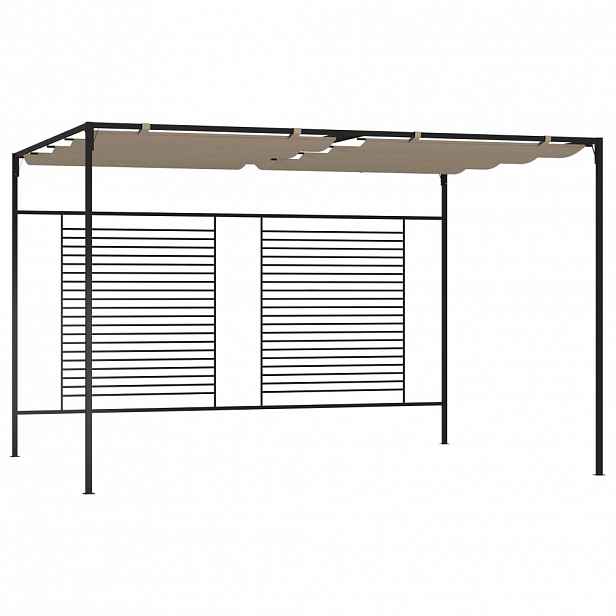 vidaXL Altán se zatahovací střechou 3 x 4 x 2,3 m taupe 180 g/m²
