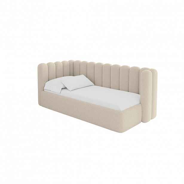 ALTDECOR JEDNOLŮŽKOVÁ POSTEL pro mládež s úložným prostorem, vpravo - HUGY 100x200 tmavě béžová