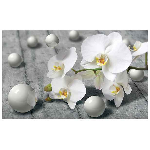 Fototapeta Bílé orchideje na Šedém dřevě Sféry Elegance 312x219 lepidlo