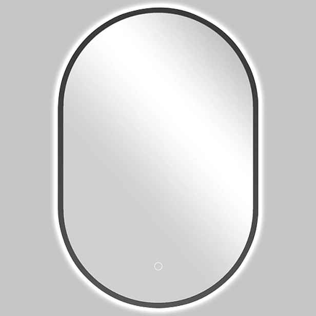 Koupelnové LED zrcadlo Valto, kovový rám - černá matná - 55x100 cm