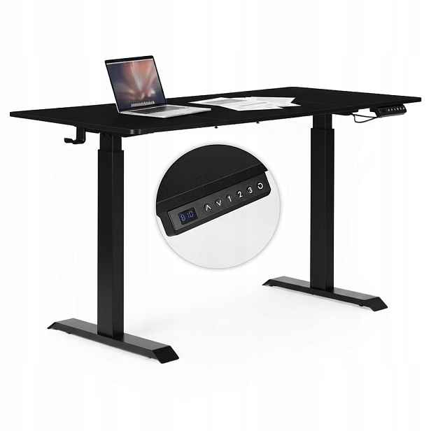 ModernHome Elektrický psací stůl 140 x 70 cm, nastavitelná výška, černý