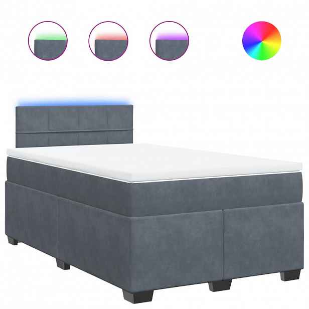 vidaXL Box spring postel s matrací tmavě šedý 120x190 cm samet