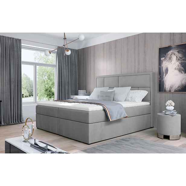 Kontinentální postel 140x200 OVARIO - světle šedá