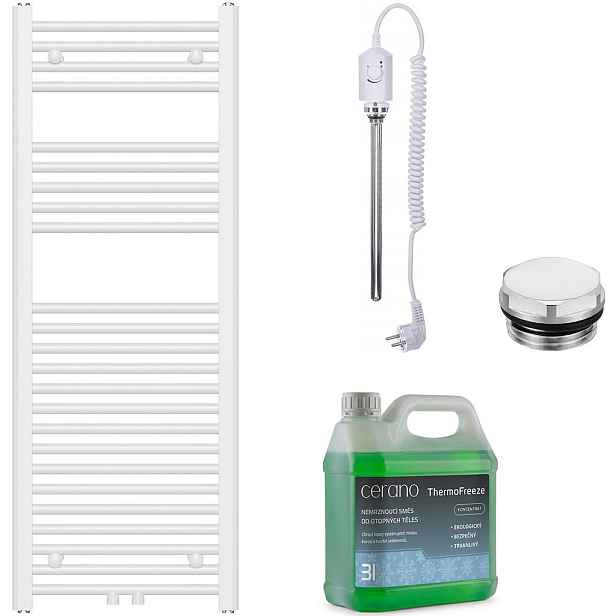Koupelnový elektrický radiátorový set Benito - 300W - bílá lesklá - 1200x450 mm