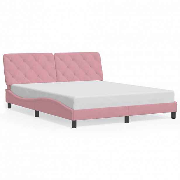 vidaXL Rám postele bez matrace růžový 160x200 cm samet