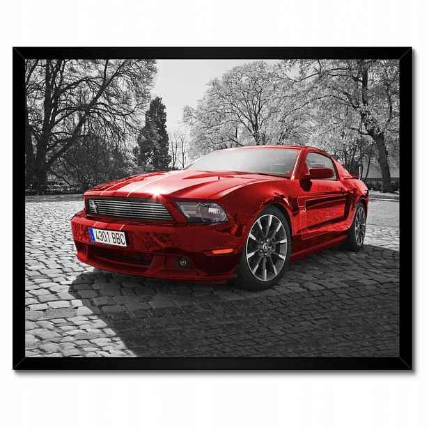 Plakáty v rámu 50x40 Červený Mustang