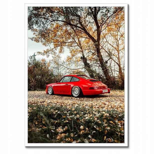 Plakáty v rámu 50x70 Červené Porsche Auto
