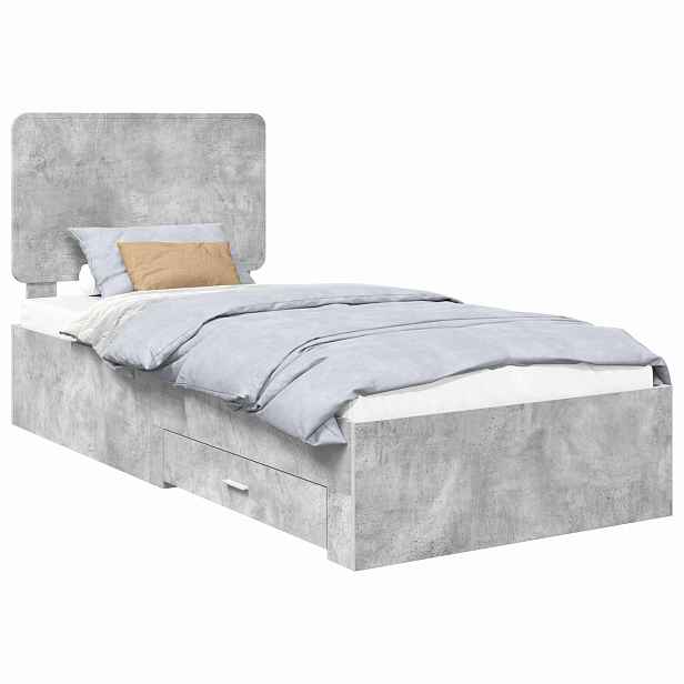 vidaXL Rám postele s čelo Betonově šedá 90 x 200 cm Kompozitní dřevo