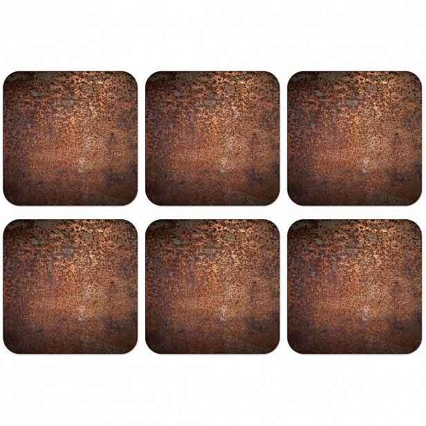 MuchoWow SADA 6 PODTÁCKŮ POD SKLENIČKY Ocel - rez - bronz - konstrukce 10x10 cm