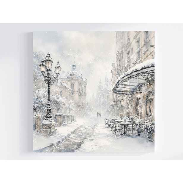 Obraz Na Plátně Canvas Město Ulice Aleja Kavárna Zima Sněhová 60x60