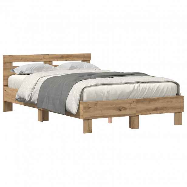 vidaXL Rám postele s čelo Artisanový dub 120 x 190 cm Kompozitní dřevo