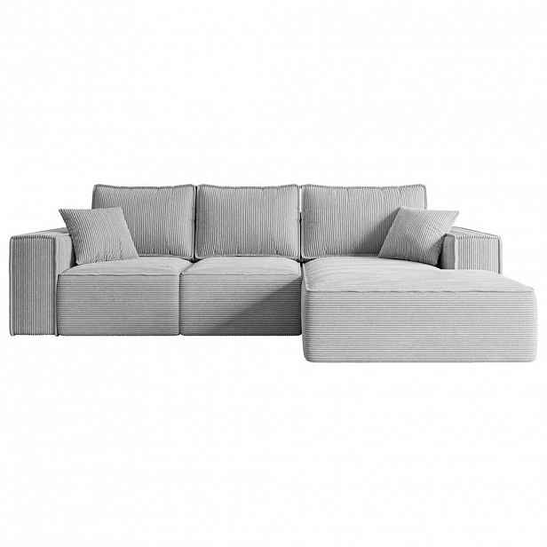 ALTDECOR ROHOVÁ SEDACÍ SOUPRAVA s funkcí lůžka a úložným prostorem SERRA-L-S – 266 x 161 x 87 cm, šedá varianta manšestru