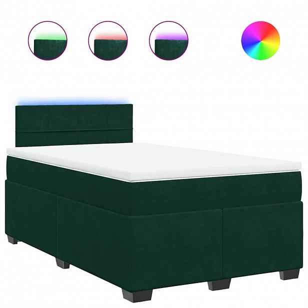 vidaXL Box spring postel s matrací tmavě zelená 120x190 cm samet