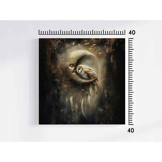 Obraz Na Plátně Canvas Kouzelná Sova Lapač Snů Měsíc Fantasy 50x50