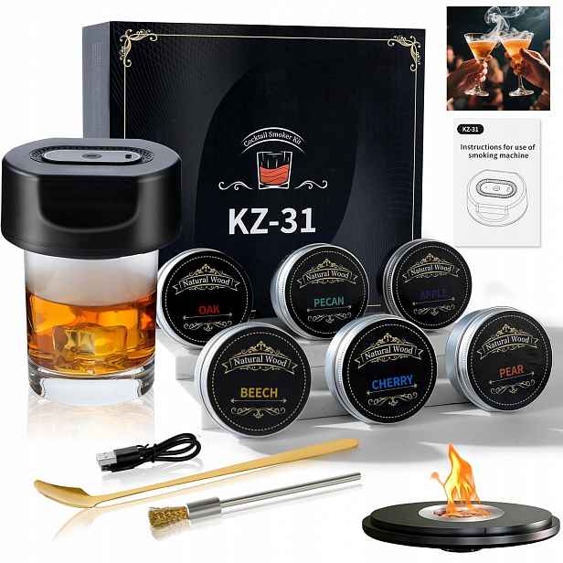 Sada Na Uzení Whisky Smoker Dárek Pro Přítele Vysoká Kvalita Černá